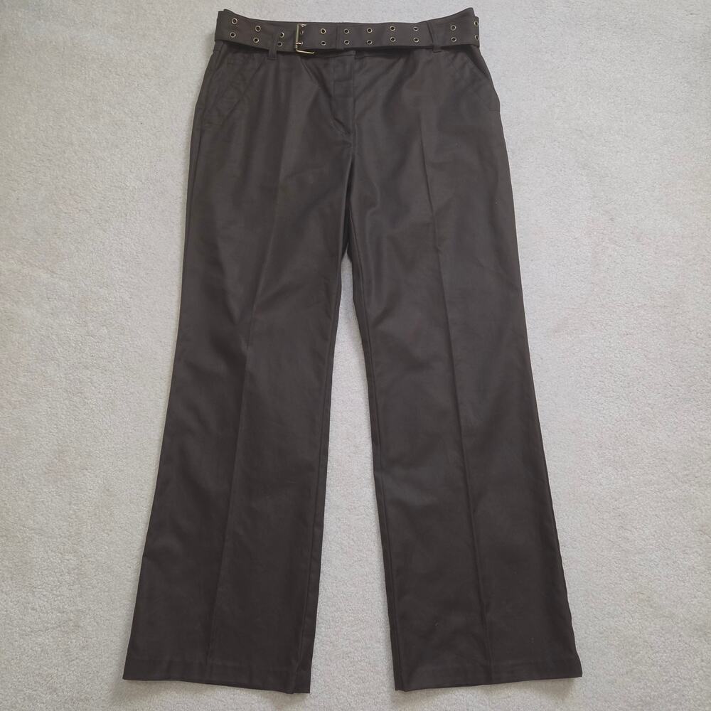 NWOT Talbots 10 Straight Leg Flat Front Belted Twill Pants Brown